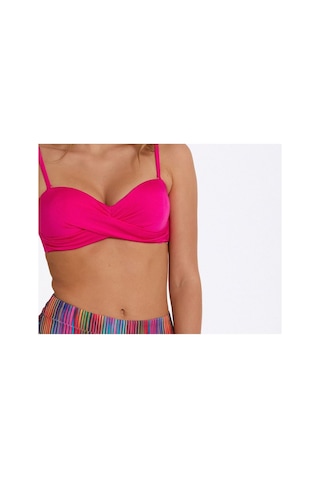 Argento Kadın Fuşya Sabit Push Up Dolgulu Balenli Çıkarılabilir Askılı Yüksek Bel Bikini Takımı Fuşya