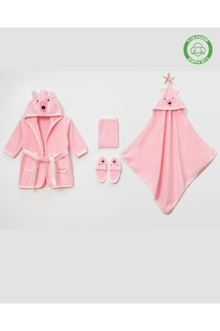 Ayılı Bornoz Takımı 1-2 Yaş Pembe