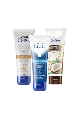 Avon Care Gliserin & Badem Sütü + Hindistan Cevizi Yağı + Vanilya Özlü El Kremi 3 x 75 ML