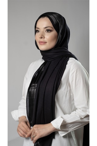 Hürrem Bone Siyah Şerit Çizgili Şal Viskon Kumaş Bursa Dolama 202109 01 Siyah