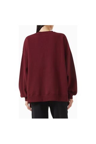 Rotate Birger Christensen Bordo Organik Kot Nakışlı, Oversize Kadın Sweatshirt