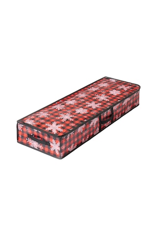 Moveevo Çift Kullanimlı Noel Ağaçlı Depolama Çantası - Gündelik Tuvalet Kağıdı Tutucu & Noel Dekorasyonu - Kar Tanesi Desenli - 103x36x15 Cm Kırmızı