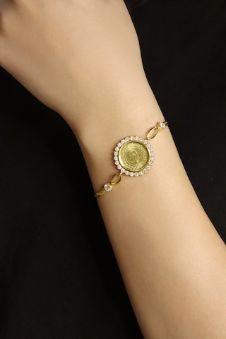 Tc Darphane  22 Ayar Çeyrek Altınlı 925 Ayar Gümüş Yılan Zincir Bileklik