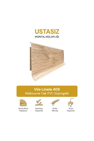 Vilo Linela 405 Melbourne Oak Pvc Süpürgelik 2m Usta Gerektirmeyen Montaj - Suya Ve Neme Dayanıklı