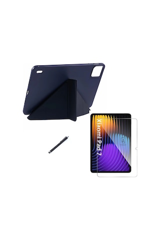 Xiaomi Pad 7 11.2 İnç Uyumlu Tri Fold Kalemlikli Tablet Kılıfı Ekran Koruyucu Kalem Seti Kılıf