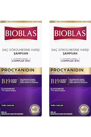 Bioblas Procyanidin Dökülen Saçlar Için Şampuanı 360 Ml X 2 Adet Tüm Saçlar
