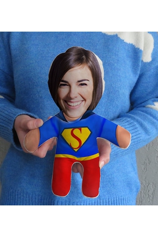Bk Gift Hediye Kutusunda Kişiye Özel Fotoğraflı Kadın Süper Kahraman Bebek Yastık-14, Arkadaşa Hediye, Sevgiliye Hediye, Doğum Günü Hediyesi