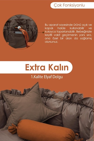 Mordesign Bebek Yatağı Ve Oyun Halısı, Babynest, Yenidoğan Oyun Halısı, Açılır/kapanır Yatak, Bloom Serisi 135 X 135 Kahverengi