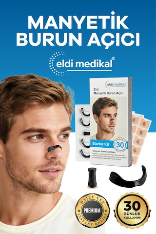 Eldi Medikal Manyetik Burun Açıcı Bandı Başlama Seti 30 Çift Siyah