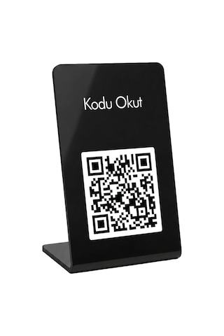 Meo 10'lu Paket - Kodu Okut Standı - Qr Kodlu Masaüstü Pleksi Stand Siyah