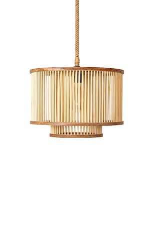 Rustik Serisi Firuze Bambu Sarkıt Avize Ahşap