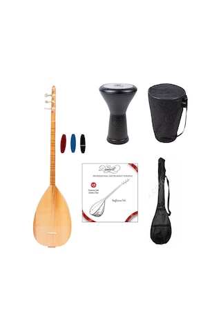 Kısa Sap Baglama - Siyah Mısır Darbuka - Kılıf - Tel Takım