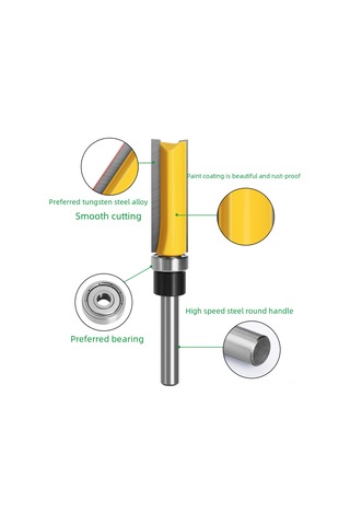 Konesam Ahşap Cnc Freze Aracı: 1/4 Uçlu İki Kenarlı Rulmanlı Taşlama Bıçağı, Uzun Konstruksiyonlu 1/4 1/2 38