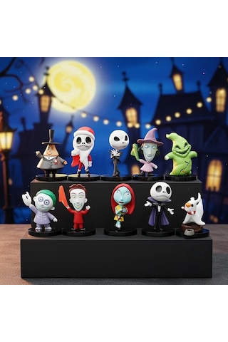 Hightower 10 Adet Nightmare Before Christmas Koleksiyon Figürleri Jack Skellington Sally Zero