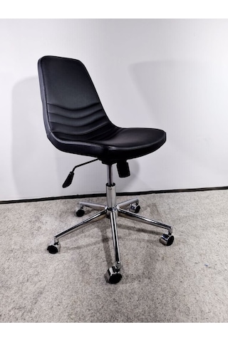 Bintaşmobilya Siyah Deri Rahat Ofis Personel Çalışma Sandalyesi