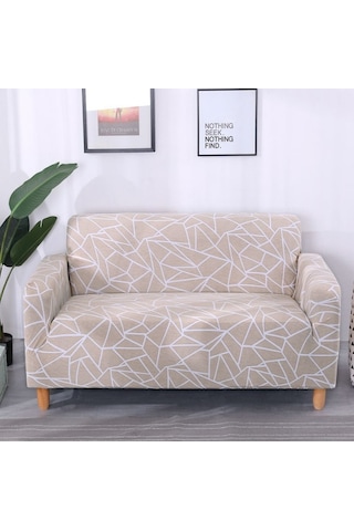 Suofeng Tek Kişilik Koltuk Örtüsü Elastik Tam Kaplama Kalın Polyester 90-140 Cm + Yastık Kılıfı Ve Köpük Çubuklar Haki