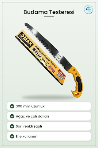 Budama Testeresi 300 Mm Bahçe Ağaç Ve Çalı Dalı Kesim Aleti Sarı