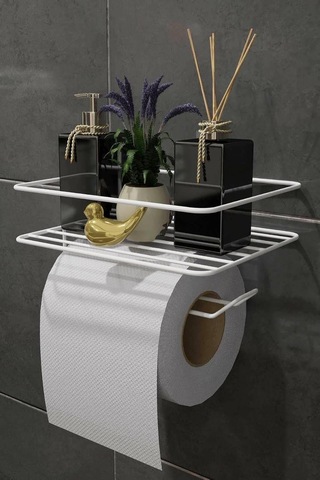 Beyaz Yapışkanlı Tuvalet Kağıtlık, Wc Kağıt Tutucu, Raflı Tuvalet Kağıdı Askısı, Mt120b Diğer