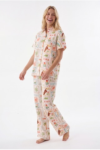 Nbb Kadın Sarı Seaside Önden Düğmeli Pijama Takım