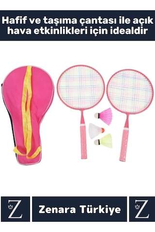 Premium Ergonomik Spor Etkinlik Fermuarlı Askılı Taşıma Çantalı 2 Raket 2 Tüy Topu Badminton Seti