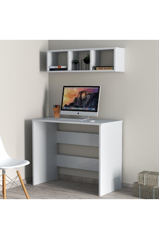 Tanmob Çalışma Masası Raflı Beyaz - Clm0201