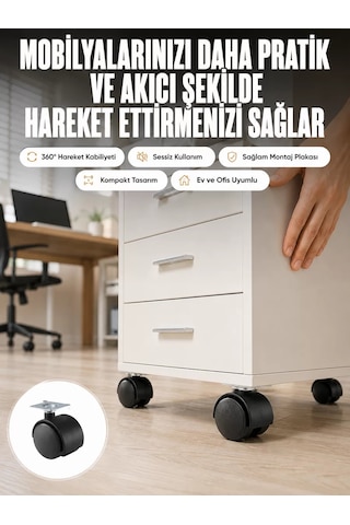 Hepsi Kilitsiz 4 Cm Tekerlek Ayak 4 Lü Set Sessiz Ve Dayanıklı Najmaddin Diğer