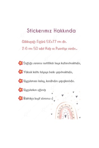 MSticker Pembe Tonlarda Gökkuşağı Ve Gri Kalpler Çocuk Bebek Odası Dekorasyon Sticker Seti