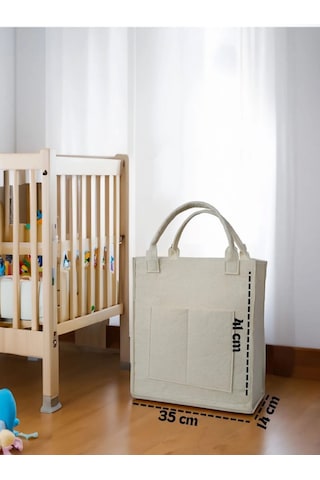 Yunusoğlu Home Çok Amaçlı Keçe Omuz ve El Askılı Anne Bebek Bakım Çantası Krem