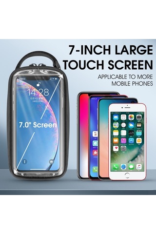 West Biking 7'' Bisiklet Cep Telefonu Gidon Çantası Siyah Gri Gri - Siyah