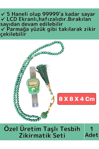 Premium Taşlı Lcd Ekran Hafızalı 5 Haneli İslami Parmak Sayacı Tesbih Hediyeli Dekoratif Zikirmatik Çok Renkli