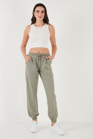 Lela Regular Fit Yüksek Bel Lastikli Paça Jogger Spor Bayan Pantolon 668Yp5039 Haki