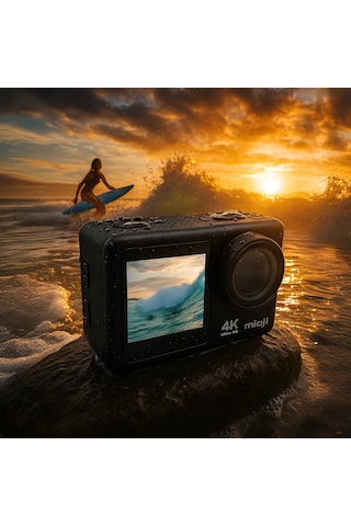 Mioji Action 12x 4k 60fps 20mp Çift Ekran Wifi 170 Aksiyon Kamerası Siyah