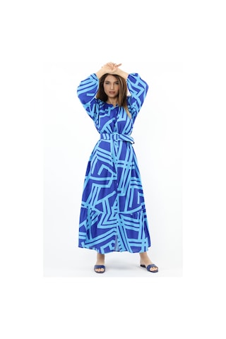 Prive Kadın Turn Turkuaz Kemerli %100 Viskon Yazlık Elbise Turkuazmavi