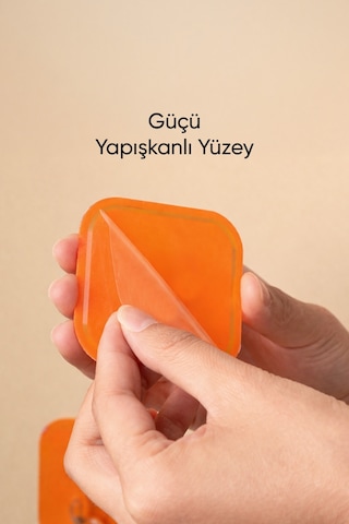6'lı Turuncu Yapışkanlı Duvar Askısı Bornoz Havlu Mutfak Banyo Organizer 35 cm