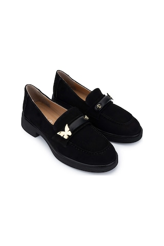 Tamer Tanca Kadın Hakiki Deri Siyah Süet Loafer Ayakkabı 1051 01 Bn Ayk Sk24-25 Sıyah Suet Siyah