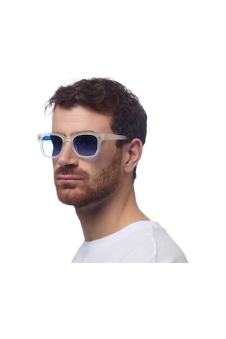 Okkia Giovanni Mavi Lens Unisex Güneş Gözlüğü Beyaz Şeffaf