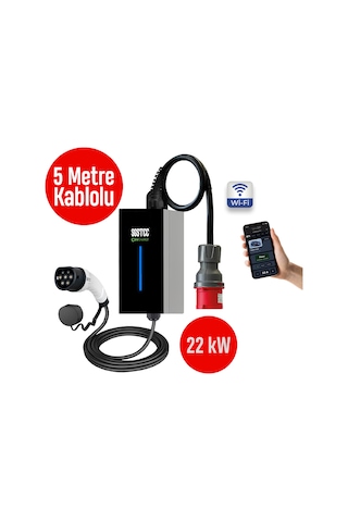 SGSTEC Home 22 kW 5Metre Kablolu Taşınabilir Elektrikli Araç Şarj Cihazı