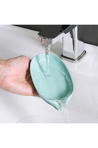 Yaprak Şekli Sabun Kutusu Drenaj Sabunluk Banyo Aksesuarları Vantuz Sabunluk Tepsi Sabunluk Banyo Sabunu Konteyner Gri