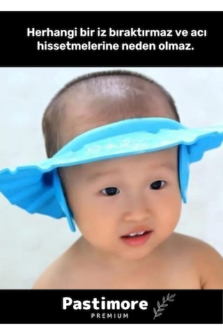 Bebek Banyo Şapkası Duş Başlığı Ayarlanabilir Düğmeli Çocuk Küvet Göze Su Kaçırmayan Mavi Şapka Mavi