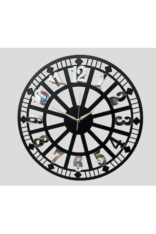 Ümra Lazer Lazer Kesim Dekoratif Ahşap Taban Rakam Aynalı Pleksi 40x40 Sessiz Akar Mekanizma Duvar Saati Ümra12aynalıgo Gümüş