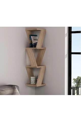 Köşe Duvar Rafı / Kitaplık Atlantik Çam 22x22x85 Modern Minimalist Köşe Duvar Rafı Ahşap