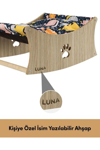 Gobypet Ahşap Kedi Salıncağı Sallanan Kedi Yatağı + Paspas