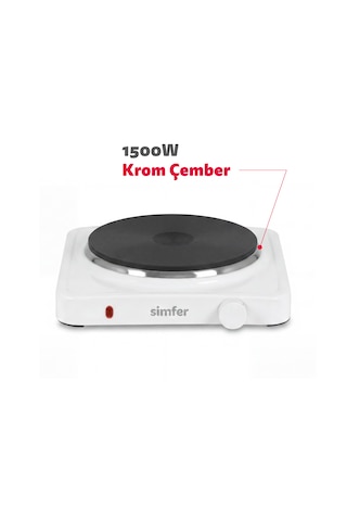 Simfer HP1500W Beyaz Hot Plate Tek Gözü Elektrikli Ocak
