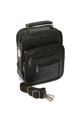 Adelina Erkek Siyah Deri Çelik Kasalı El Ve Omuz Çanta