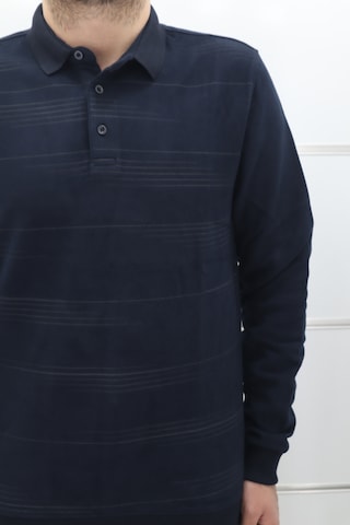 Santa Dmctekstil Erkek Desenli Spor Kesim Normal Kalıp Polo Yaka Selanik Kumaşlı Kışlık Kazak Lacivert