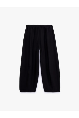 Koton Viskon Kumaş Beli Bağcıklı Loose Fit Cepli Balon Pantolon Siyah 7wak40043pw