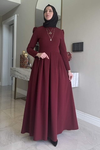 Rabia Şamlı Rose Elbise Bordo Normal