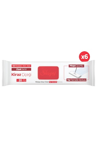 Sleepy Easy Clean Kiraz Çiçeği Mopa Uyumlu Yer Temizlik Havlusu&Mendili 6x20 (120 Yaprak)