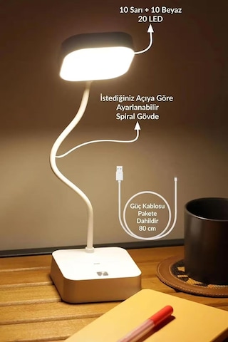 Petrıx 1954 Şarjlı Dımerlı 20 Led 3 Renk Masa Lambası Beyaz