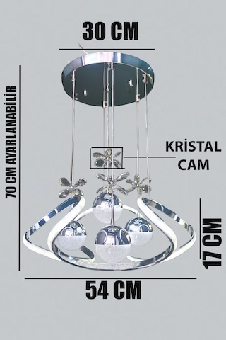 Fuzon Drone 4 Toplu 3 Renk Kumandalı Led Avize Büyük Salon Led Avize Kr Krom